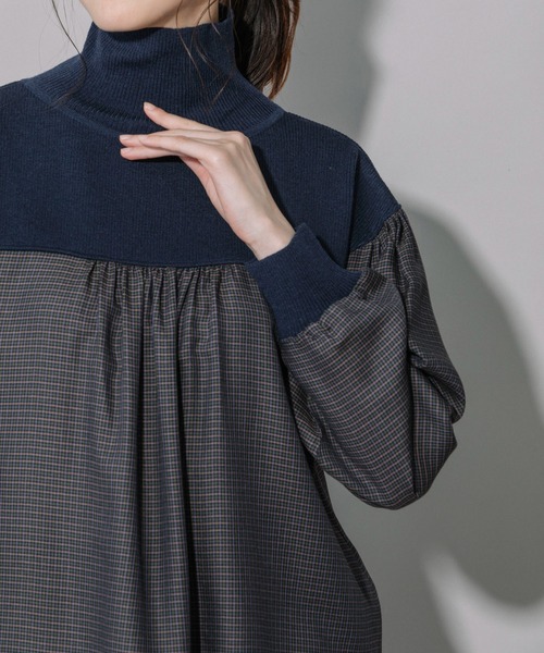 Munich（ミューニック）の「レーヨンポリエステルビエラ×ニットハイネックプルオーバー（シャツ/ブラウス・レディース・ブラック/ベージュ/ネイビー・FREE）」の11枚目の写真