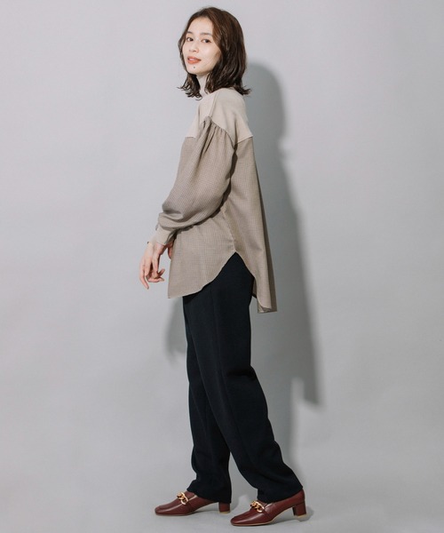 Munich（ミューニック）の「レーヨンポリエステルビエラ×ニットハイネックプルオーバー（シャツ/ブラウス・レディース・ブラック/ベージュ/ネイビー・FREE）」の17枚目の写真