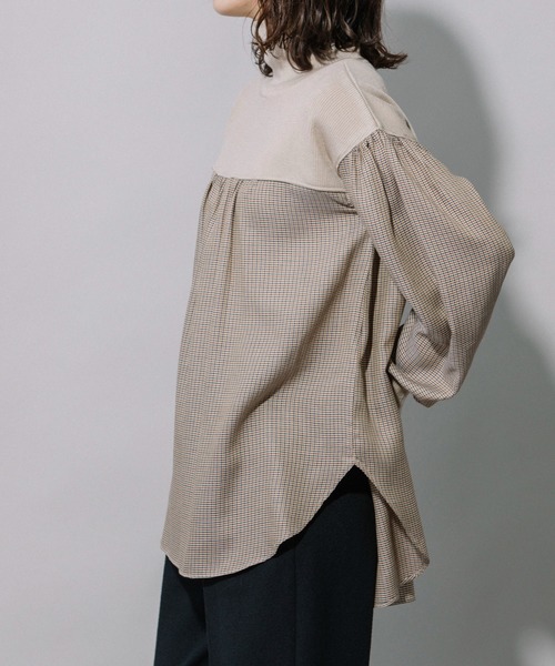 Munich（ミューニック）の「レーヨンポリエステルビエラ×ニットハイネックプルオーバー（シャツ/ブラウス・レディース・ブラック/ベージュ/ネイビー・FREE）」の20枚目の写真