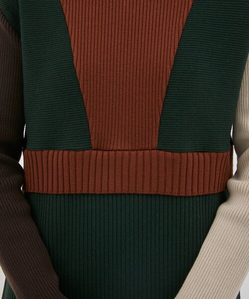 A + TOKYO（エープラストウキョウ）の「カラーブロック2wayニットワンピ（ワンピース・レディース・ブルー/ブラウン/ピンク・1/2）」の12枚目の写真