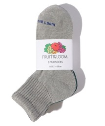 【FRUIT OF THE LOOM】カラフル B / つま先 英字ロゴ入り クォーター丈ソックス 3足セット 女性用