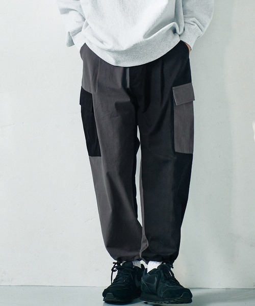 coca(coca)(コカ)の「メンズバイカラーカーゴパンツ(カーゴパンツ・メンズ・ブラック/カーキ・M/L/XL)」の1枚目の写真