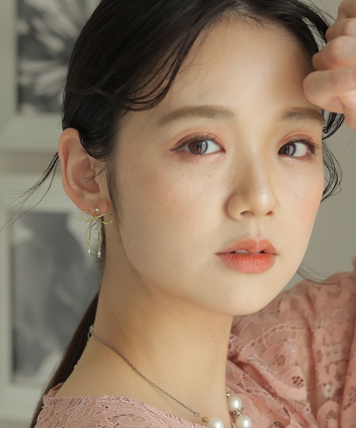 PourVous（プールヴー）の「パール 付きリボンチェーンイヤリング＆ピアス 結婚式 同窓会 オケージョン 二次会 （イヤリング・レディース・B/A・FREE）」の8枚目の写真