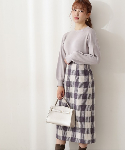 PROPORTION BODY DRESSING(プロポーションボディドレッシング)の「ギンガムツイードタイトスカート / 1212220007(スカート・レディース・ブラック/パープル/ダークグレー・MEDIUM/SMALL)」の11枚目の写真