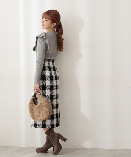 PROPORTION BODY DRESSING(プロポーションボディドレッシング)の「ギンガムツイードタイトスカート / 1212220007(スカート・レディース・ブラック/パープル/ダークグレー・MEDIUM/SMALL)」の9枚目の写真