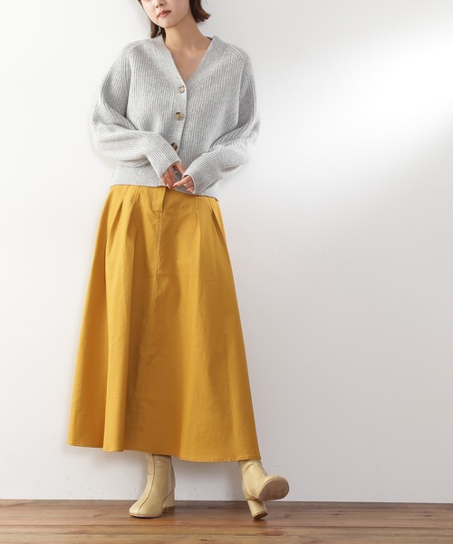 N.（N. Natural Beauty Basic）（エヌエヌナチュラルビューティーベーシック）の「◆タックウエストツイルフレアスカート（スカート・レディース・マスタード/クリーム/ベージュ・MEDIUM）」の3枚目の写真