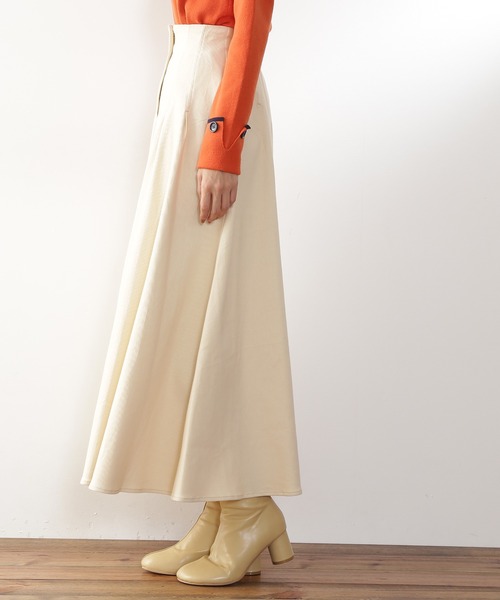 N.（N. Natural Beauty Basic）（エヌエヌナチュラルビューティーベーシック）の「◆タックウエストツイルフレアスカート（スカート・レディース・マスタード/クリーム/ベージュ・MEDIUM）」の18枚目の写真