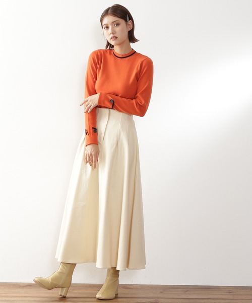 N.（N. Natural Beauty Basic）（エヌエヌナチュラルビューティーベーシック）の「◆タックウエストツイルフレアスカート（スカート・レディース・マスタード/クリーム/ベージュ・MEDIUM）」の14枚目の写真