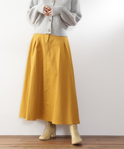 N.（N. Natural Beauty Basic）（エヌエヌナチュラルビューティーベーシック）の「◆タックウエストツイルフレアスカート（スカート・レディース・マスタード/クリーム/ベージュ・MEDIUM）」の15枚目の写真