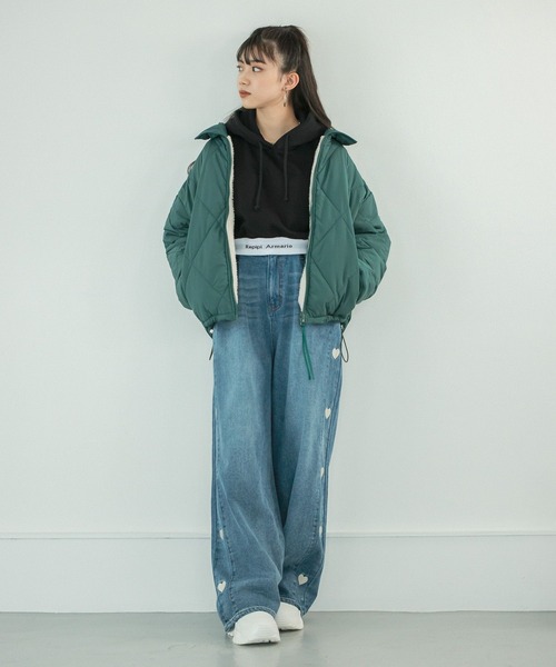 repipi armario（レピピ アルマリオ）の「【裏起毛】スソロゴショートパーカー（パーカー・キッズ・グレー/ホワイト/ブラック/グリーン・SMALL/LARGE/MEDIUM）」の10枚目の写真