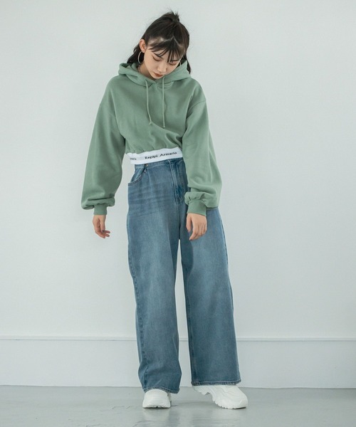 repipi armario（レピピ アルマリオ）の「【裏起毛】スソロゴショートパーカー（パーカー・キッズ・グレー/ホワイト/ブラック/グリーン・SMALL/LARGE/MEDIUM）」の18枚目の写真