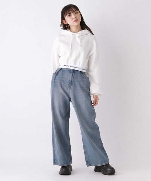 repipi armario（レピピ アルマリオ）の「【裏起毛】スソロゴショートパーカー（パーカー・キッズ・グレー/ホワイト/ブラック/グリーン・SMALL/LARGE/MEDIUM）」の22枚目の写真