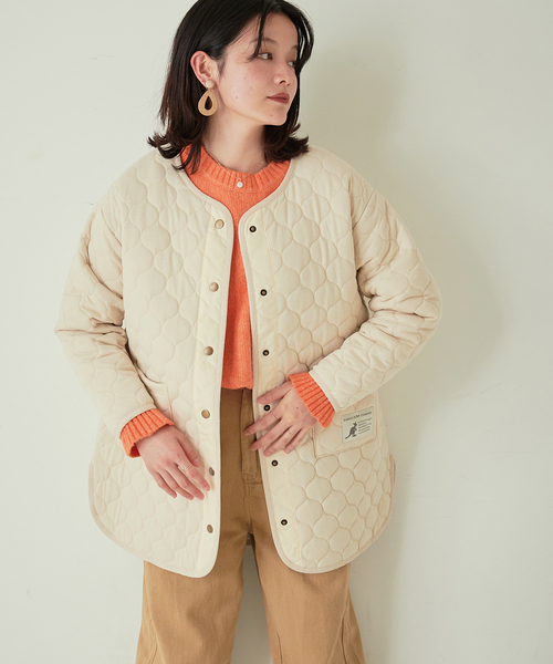 KANGOL EXTRA COMFORT(カンゴールエクストラコンフォート)の「キルトラウンドヘムコート(ノーカラーコート・レディース・ブラック/ベージュ/カーキ/ネイビー・M/L/LL)」の9枚目の写真