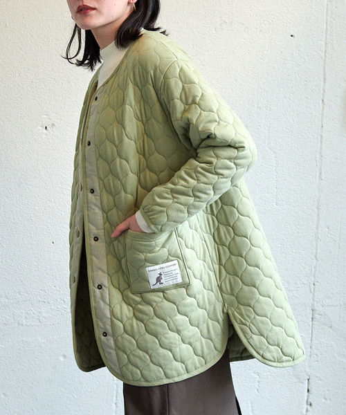 KANGOL EXTRA COMFORT(カンゴールエクストラコンフォート)の「キルトラウンドヘムコート(ノーカラーコート・レディース・ブラック/ベージュ/カーキ/ネイビー・M/L/LL)」の3枚目の写真