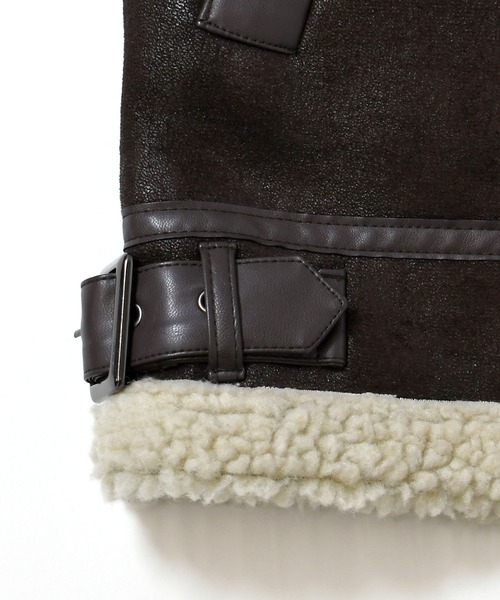 Ritzy（リッツィー）の「フェイクムートンB-3ジャケット レディース メンズ（ムートンコート・メンズ・キナリ/ブラウン/ブラック/ブラック系その他・MEDIUM/LARGE/X-LARGE）」の17枚目の写真