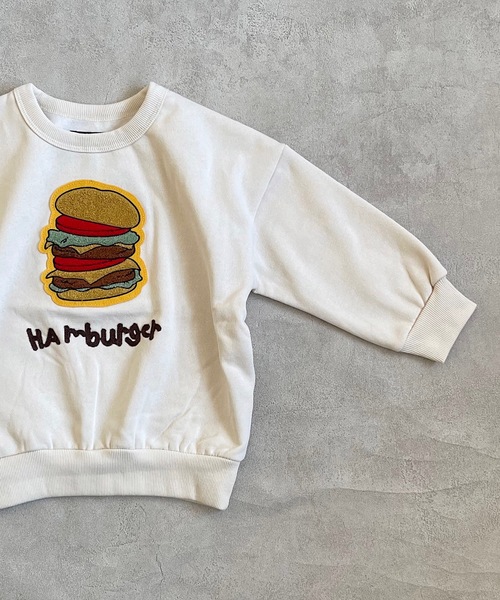 BIG FIELD（ビッグフィールド）の「ウラキモウサガラ刺繍トレーナー/裏起毛（80～150cm）（スウェット・キッズ・チャコール/モスグリーン/ブラウン/オフホワイト・80/90/95/100/110/120/130/140/150）」の9枚目の写真