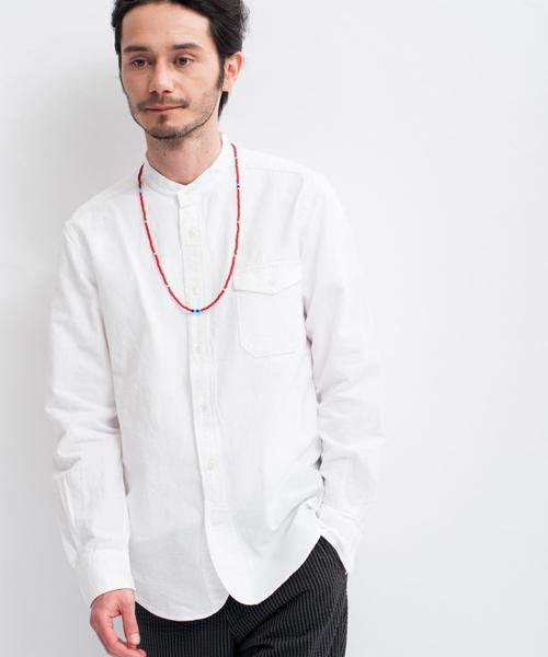 green label relaxing(グリーンレーベルリラクシング)の「OX BAND/C H/PLACKE シャツ②◆(シャツ/ブラウス・メンズ・ホワイト/ライトブルー・MEDIUM/LARGE/X-LARGE/SMALL)」の2枚目の写真