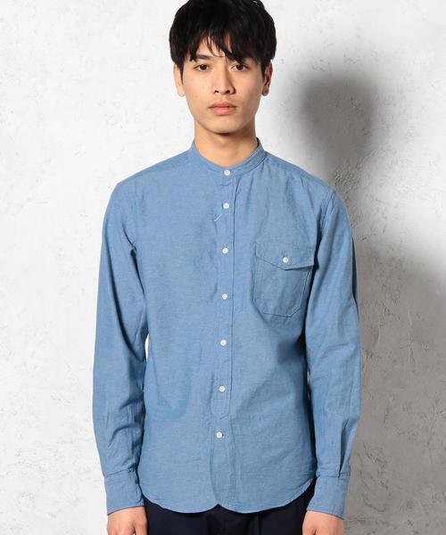 green label relaxing(グリーンレーベルリラクシング)の「OX BAND/C H/PLACKE シャツ②◆(シャツ/ブラウス・メンズ・ホワイト/ライトブルー・MEDIUM/LARGE/X-LARGE/SMALL)」の4枚目の写真