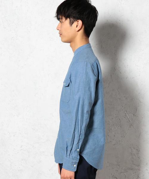 green label relaxing(グリーンレーベルリラクシング)の「OX BAND/C H/PLACKE シャツ②◆(シャツ/ブラウス・メンズ・ホワイト/ライトブルー・MEDIUM/LARGE/X-LARGE/SMALL)」の5枚目の写真