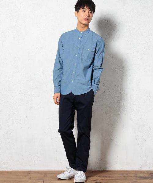 green label relaxing(グリーンレーベルリラクシング)の「OX BAND/C H/PLACKE シャツ②◆(シャツ/ブラウス・メンズ・ホワイト/ライトブルー・MEDIUM/LARGE/X-LARGE/SMALL)」の6枚目の写真