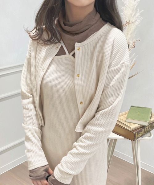 apres jour（アプレジュール）の「ワッフルカーディガン＋キャミワンピース【ZOZOTOWN限定アイテム】（ワンピース・レディース・ブラック/ピンク/アイボリー/オレンジ系その他・フリー/X-LARGE）」の5枚目の写真