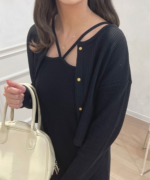 apres jour（アプレジュール）の「ワッフルカーディガン＋キャミワンピース【ZOZOTOWN限定アイテム】（ワンピース・レディース・ブラック/ピンク/アイボリー/オレンジ系その他・フリー/X-LARGE）」の18枚目の写真
