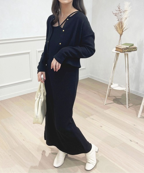 apres jour（アプレジュール）の「ワッフルカーディガン＋キャミワンピース【ZOZOTOWN限定アイテム】（ワンピース・レディース・ブラック/ピンク/アイボリー/オレンジ系その他・フリー/X-LARGE）」の21枚目の写真