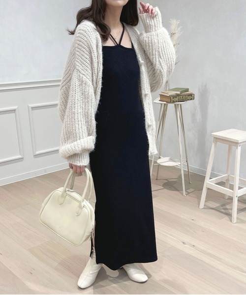 セール】ワッフルカーディガン＋キャミワンピース【ZOZOTOWN限定
