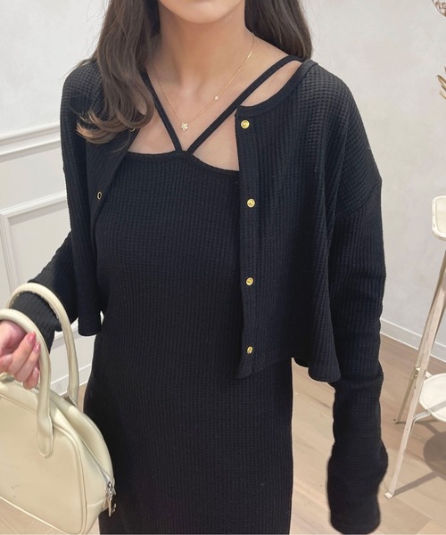 apres jour（アプレジュール）の「ワッフルカーディガン＋キャミワンピース【ZOZOTOWN限定アイテム】（ワンピース・レディース・ブラック/ピンク/アイボリー/オレンジ系その他・フリー/X-LARGE）」の17枚目の写真