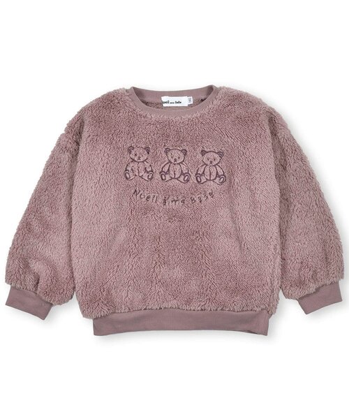 Noeil aime BeBe(ノイユエイムベベ)の「NoeilaimeBeBe/アニマルクマ刺繍ボアトレーナー(80~130cm)(スウェット・キッズ・ブラウン/ピンク・110/90/100/120/130/80)」の1枚目の写真