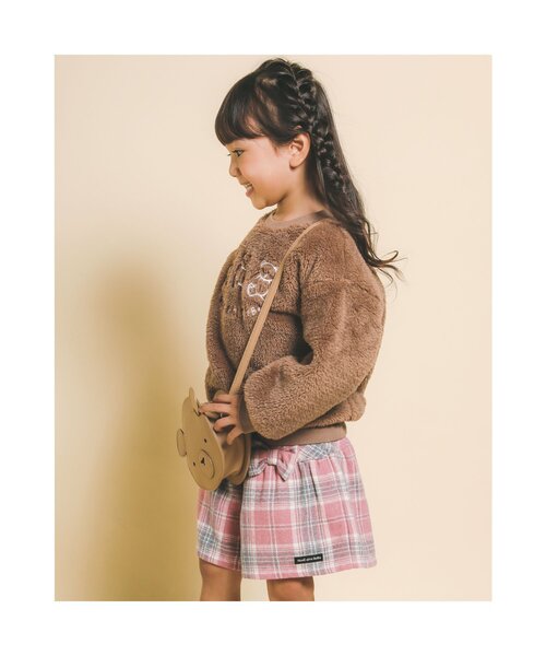 Noeil aime BeBe(ノイユエイムベベ)の「NoeilaimeBeBe/アニマルクマ刺繍ボアトレーナー(80~130cm)(スウェット・キッズ・ブラウン/ピンク・110/90/100/120/130/80)」の3枚目の写真