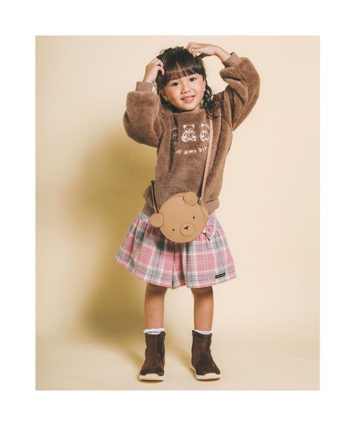 Noeil aime BeBe(ノイユエイムベベ)の「NoeilaimeBeBe/アニマルクマ刺繍ボアトレーナー(80~130cm)(スウェット・キッズ・ブラウン/ピンク・110/90/100/120/130/80)」の4枚目の写真