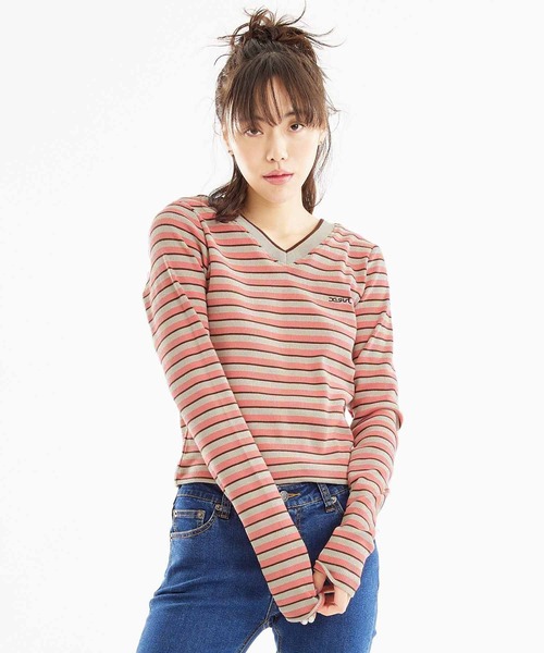 X-girl（エックスガール）の「MULTI STRIPE COMPACT TOP（T