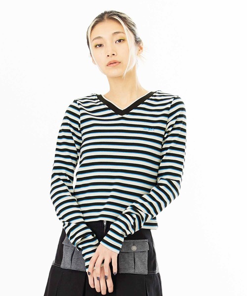 完売確実 大人気 X-girl MULTI STRIPE COMPACT TOP ボーダー柄 完売確実 大人気 X-girl MULTI STRIPE COMPACT TOP ボーダー柄