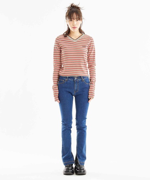 X-girl（エックスガール）の「MULTI STRIPE COMPACT TOP（T