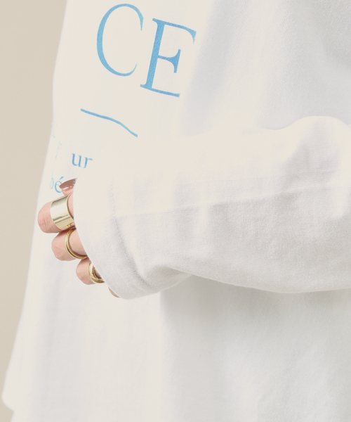 Rouge vif Anna(ルージュヴィフアンナ)の「フロント&バックロゴロンT(Tシャツ/カットソー・レディース・ブルー/チャコールグレー・フリー)」の13枚目の写真