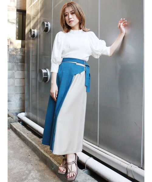 MURUA(ムルーア)の「アシメラップAラインスカート(スカート・レディース・ブルー/グリーン・1/2)」の8枚目の写真