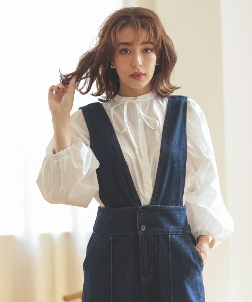 DONOBAN（ドノバン）の「ボリュームスリーブブラウス（シャツ/ブラウス・レディース・ピンク/ホワイト/ネイビー/ブルー/ブラック/ドット/ホワイト系その他/イエロー系その他・F）」の13枚目の写真