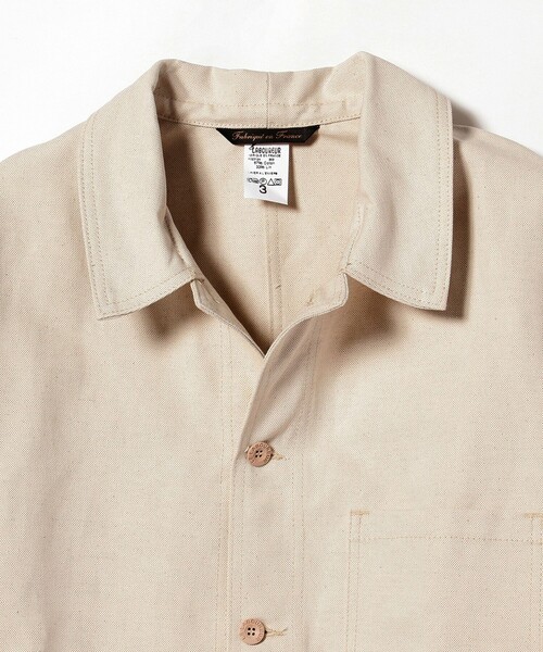 Le LABOUREUR（ラブルール）の「LE LABOUREUR × BEAMS F / 別注 コットンリネン カバーオール（カバーオール・メンズ・オフホワイト/ブラック・3/4/2/1）」の12枚目の写真