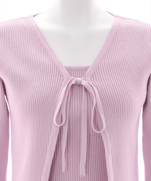 clear（クリア）の「×【2点SET】リボンニットカーディガンセット/アンサンブル（アンサンブル・レディース・アイボリー/サックスブルー/ラベンダー/ブラック・F）」の10枚目の写真