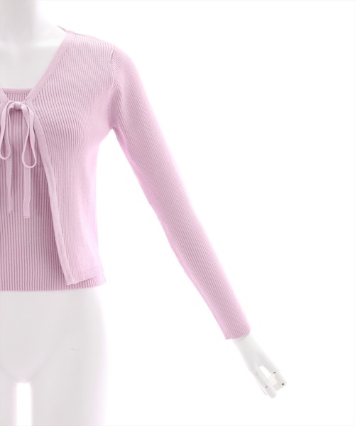 clear（クリア）の「×【2点SET】リボンニットカーディガンセット/アンサンブル（アンサンブル・レディース・アイボリー/サックスブルー/ラベンダー/ブラック・F）」の9枚目の写真