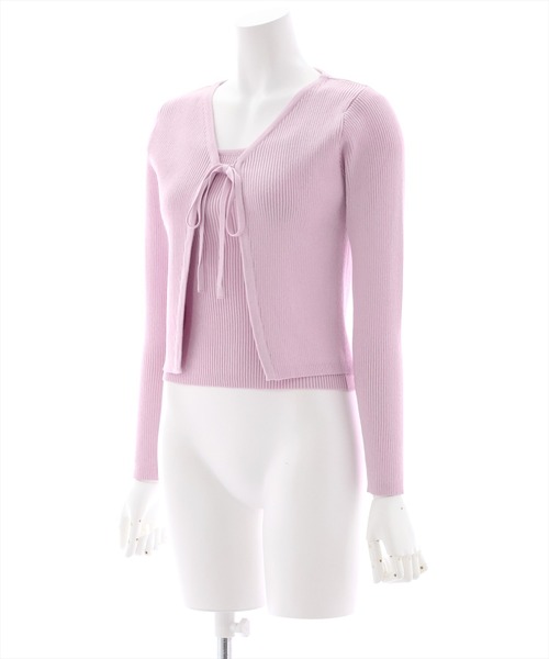 clear（クリア）の「×【2点SET】リボンニットカーディガンセット/アンサンブル（アンサンブル・レディース・アイボリー/サックスブルー/ラベンダー/ブラック・F）」の7枚目の写真