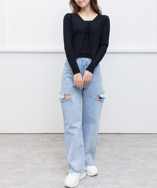 clear（クリア）の「×【2点SET】リボンニットカーディガンセット/アンサンブル（アンサンブル・レディース・アイボリー/サックスブルー/ラベンダー/ブラック・F）」の20枚目の写真