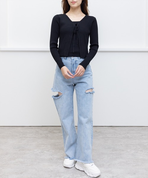 clear（クリア）の「×【2点SET】リボンニットカーディガンセット/アンサンブル（アンサンブル・レディース・アイボリー/サックスブルー/ラベンダー/ブラック・F）」の21枚目の写真