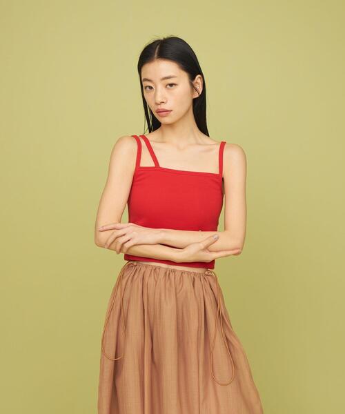 CITEN(シテン)の「<CITEN>カップツキ クロップド キャミソール(キャミソール・レディース・ブラック/レッド/ホワイト・FREE)」の3枚目の写真