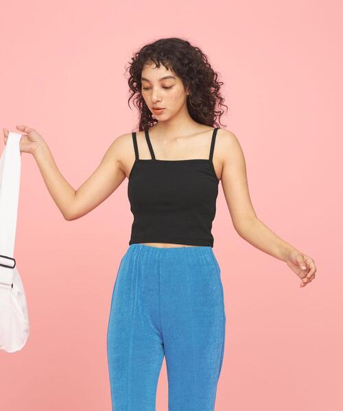 CITEN(シテン)の「<CITEN>カップツキ クロップド キャミソール(キャミソール・レディース・ブラック/レッド/ホワイト・FREE)」の1枚目の写真