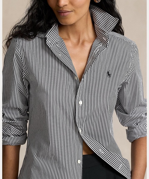 POLO RALPH LAUREN(ポロ ラルフ ローレン)の「ストライプド コットン シャツ(シャツ/ブラウス・レディース・ブラック・6/0/2/4/8/00/10/14/12)」の6枚目の写真