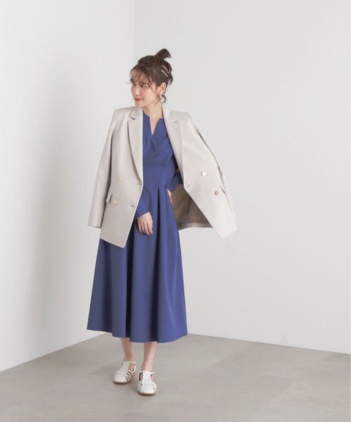 N.（N. Natural Beauty Basic）（エヌエヌナチュラルビューティーベーシック）の「【S Size Line】◆ウエストタックキーネックワンピース（ワンピース・レディース・ベージュ/ブラック系その他/ブルー/オフホワイト・SMALL/MEDIUM）」の16枚目の写真