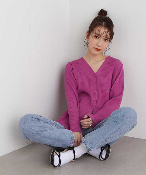 N.（N. Natural Beauty Basic）（エヌエヌナチュラルビューティーベーシック）の「◆ワイドリブボタンニットカーディガン（カーディガン/ボレロ・レディース・チャコール/オフホワイト/ピンク・MEDIUM）」の22枚目の写真