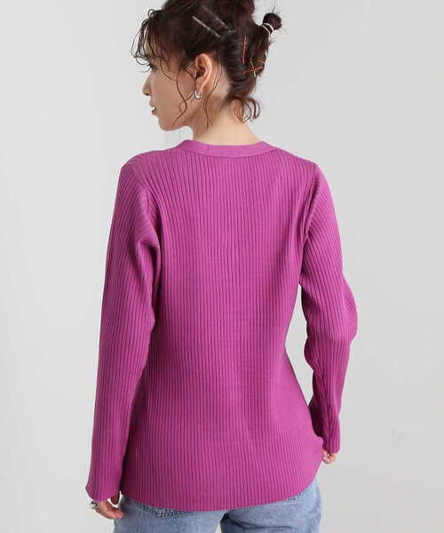 N.（N. Natural Beauty Basic）（エヌエヌナチュラルビューティーベーシック）の「◆ワイドリブボタンニットカーディガン（カーディガン/ボレロ・レディース・チャコール/オフホワイト/ピンク・MEDIUM）」の20枚目の写真